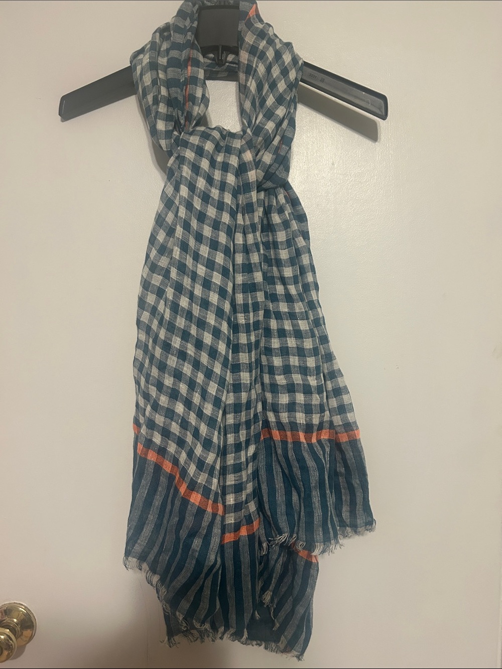 Marc by Marc Jacobs Blue, White & Orange Striped Lightweight Scarf